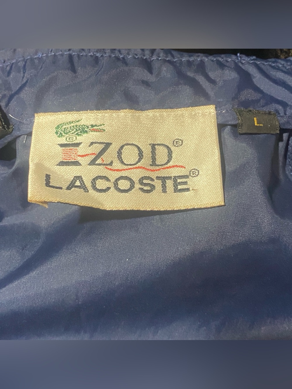 Vintage IZOD Lacoste Navy Nylon Windbreaker Jacket Mens-L.1978–1982 production - Picture 6 of 10